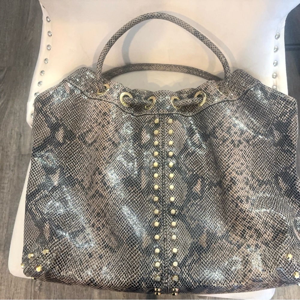 MICHAEL Michael Kors Snake Print Tote in Black and Tan